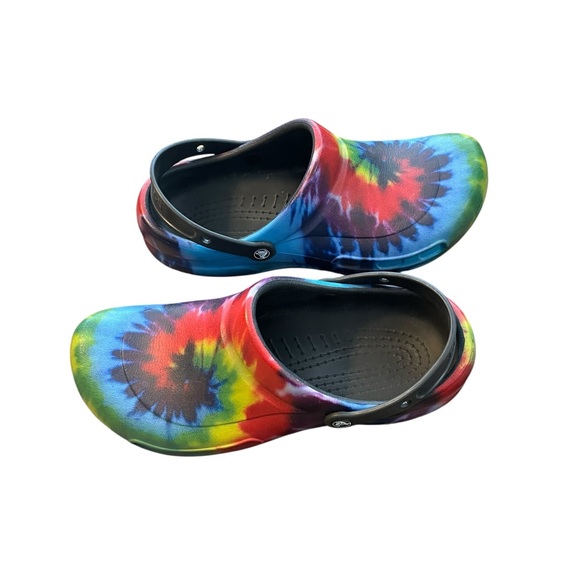 CROCS Men’s Bistro Graphic Slip-Resistant Works Clogs in Rainbow Tye-Dye Size 13 - Picture 3 of 5
